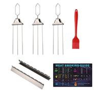 Flaroey Brochetas para Parrilla de 3 Vías con Manejar, Brochetas para Barbacoa de Acero Inoxidable, Brochetas para Carne, Pollo y Salchichas,B