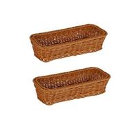 Flaroey Cesta Tejida de Ratán de Plástico, Cuchara, Tenedor, Cuchillo, Palillos, Organizador de Vajilla, Soporte de Drenaje para Cubiertos de Cocina A