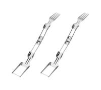 Flaroey Cortador de Frutas de Acero Inoxidable de 2 Piezas, Herramienta para Cortar Tenedor de Sandía Plegable, Cortador de Tenedores de Fruta Plegable de Doble Cabezal