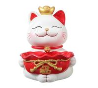 Flaroey Estatua de Gatos de la Suerte, Adorno, Contenedor de ArtíCulos, Estatuilla de Resina, Organizador de Mesa, Bandeja de Baratijas de JoyeríA A