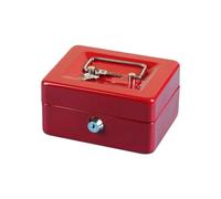 Flaroey Mini Caja Chica de Seguridad con Cerradura, Caja Fuerte para Dinero con Ranura para Cerradura, Hucha de Metal para Niños Adultos, Roja