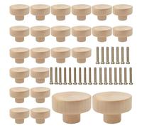 Flaroey Pomos para cajones redondos de madera Pomos para cajones de muebles de madera, adecuados para cajoneras, armarios (24 unidades)