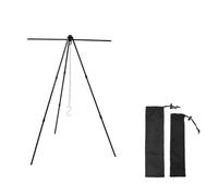 Flaroey Trípode de Aleación de Aluminio Negro para Exteriores, Estante de Almacenamiento, Juego de Barra Transversal Portátil, Soporte Retráctil para Maceta Colgante