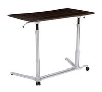 Flash Furniture Escritorio de ordenador ergonómico, para estar sentado y de pie, PVC, plástico, tabla de fibras industrializada de densidad media, acero, grano de madera oscura, 1 unidad