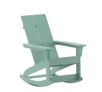 Flash Furniture Finn Modern Silla mecedora Adirondack de madera de poliresina para todo tipo de clima con herrajes de acero inoxidable resistentes a la corrosión, juego de 1, espuma marina