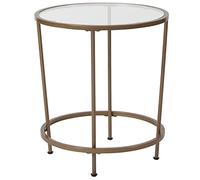 Flash Furniture Mesa Auxiliar de Cristal, Oro Transparente/Mate