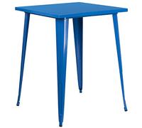 Flash Furniture Mesa Cuadrada de Metal de Grado Comercial de 31.5 Pulgadas, para Interiores y Exteriores, Color Azul