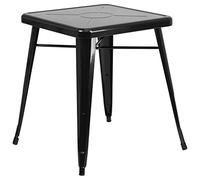 Flash Furniture Mesa Cuadrada de Metal para Interiores y Exteriores, de Grado Comercial, 23.75 Pulgadas, Color Negro