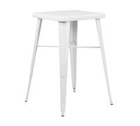 Flash Furniture Mesa de Bar Cuadrada para Interiores y Exteriores, Metal, Blanco, 93,98 x 65,41 x 15,24 cm