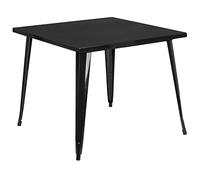 Flash Furniture Mesa de Metal para Exteriores de 35.5 pies Cuadrados, Color Negro, 35.5 Pulgadas cuadradas