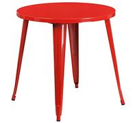 Flash Furniture Mesa Redonda de Metal para Interiores y Exteriores de Grado Comercial Pulgadas, Red, 30' Round