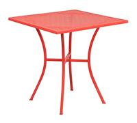 Flash Furniture Oia - Mesa de Patio de Acero de Grado Comercial para Exteriores, Coral, 28 Pulgadas Cuadrada