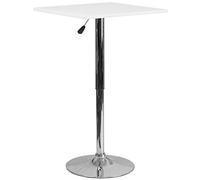 Flash Furniture Pearl - Mesa giratoria Cuadrada de Madera Blanca de 23.75 Pulgadas de Altura Ajustable (Rango Ajustable de 33 a 40.5 Pulgadas)