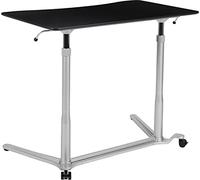 Flash Furniture Sit - Escritorio ergonómico para computadora, plástico, Madera de ingeniería: Tablero de Fibra de Densidad Media, PVC, Acero, Negro, Juego de 1