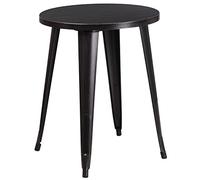 Flash Muebles 24 "Redondo Metal Indoor-Outdoor Cuadro, Metal, Black/Antique Gold, 71.12 x 63.5 x 12.7 cm