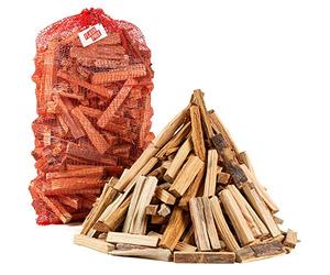 FlashPrix - 8kg de Leña de Encina Ecológica Cortada en Troncos Medianos para Uso en Barbacoa, Chimenea, Caldera y Estufa (7Kg Astillas Encendido)
