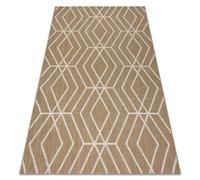 FLAT 48956265 Alfombra de sisal Geométrica - color paja beige natural cuerda 140x200 cm