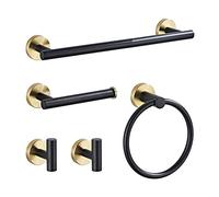 FLCPJGV 5 Piezas Juego de Accesorios de Baño Toallero Barra Portarrollos Ganchos de Acero Inoxidable Fijación en Pared Adecuado para Baño Armario Cocina, 5PCS