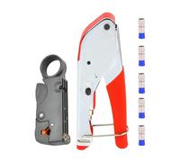 FLCPJGV 7 Piezas Crimpadora de Cable Coaxial Herramienta de Compresión Engaste de Conector F Juego de Alicates Material Compacto Adecuado para, Estilo a
