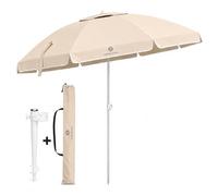 Fleau Set de playa protección solar 175 cm - Set de sombrilla - Incluye base y funda - Set de playa con esterilla de playa (sombrilla + bolsa de transporte + soporte para sombrilla)