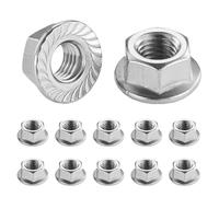 Flewdart 10pcs tuerca brida dentada M12 de 304 acero inoxidable, tuerca hexagonal para tornillos ø 5mm Din 6923 / Iso 4161, M5/M6/M8/M10/M12/M14 (M12 10pcs)