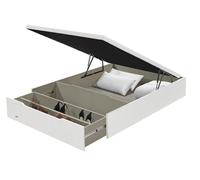 Flex - Canapé Abatible Madera 25 con Zapatero y Tapa con Tejido 3D de Flex - 135x190cm, Blanco, No