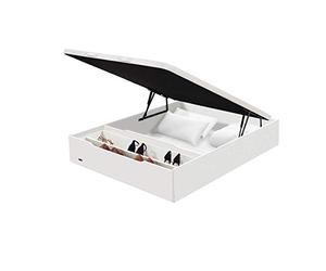 Flex - Canapé Abatible Madera 25 con Zapatero y Tapa con Tejido 3D de Flex - 150x200cm, Blanco, No