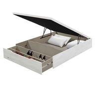 Flex Canapé Abatible Zapatero Blanco Veta Madera 25 Tapa Tapizada Tejido 3D Montaje Incluido… (135, 190)