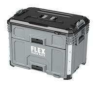 FLEX - Sistema de almacenamiento de herramientas Stack Pack - Caja de 2 cajones - Apilable - 533240 - Hecho de plástico resistente a los impactos con esquinas reforzadas de aluminio, pestillo de metal