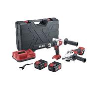 Flex Taladro atornillador percutor a batería PD2G 18-ECFC + amoladora angular a batería L 125 18.0-EC (con 2 baterías de 5,0 Ah + cargador, maletín de transporte) 516198