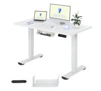 FLEXISPOT 100X60cm Escritorio Elevable Eléctrico con Tablero Entero, Standing Desk, Mesa Elevable Escritorio de Elevable con 4 Opciones de Memoria Inteligente para Oficina y Hogar(Blanco)