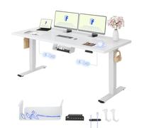 FLEXISPOT Escritorio de Pie con 2 Motores, 180 x 80 cm, 100 kg de Carga, Tablero Completo, Mesa de Trabajo Altura Regulable Eléctricamente, Panel de Control con Funciones de Memoria (Blanco)