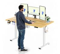 FLEXISPOT Escritorio Elevable Eléctrico 160x60cm, Mesa Escritorio Elevable, Standing Desk Regulable con Memoria, Sistema Anticolisión, Carga 100KG, Mesa Oficina para Casa, Teletrabajo y Gaming, Arce