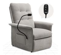 FLEXISPOT Sillón Relax Eléctrico Reclinable con Soporte para Móvil, Sillón Reclinable, Sofá Relax Ergonómico para Salón, Dormitorio y Cine en Casa, Ahorro de Espacio, Gris Claro