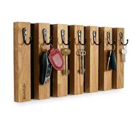 FLEXISTYLE Listones - Perchero de pared (madera, roble, 40 cm, 7 ganchos)
