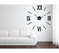 FLEXISTYLE Moderno Reloj de Pared Grande DIY Admirable 3 XXL, Roman, 100-130 cm, salón, Dormitorio, silencioso, Negro