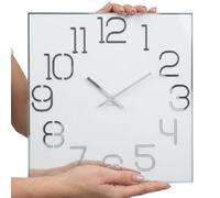 FLEXISTYLE Reloj de Pared Cuadrado Digit 30 cm de diámetro, sin Ruido de tictac Moderno, diseño de Cristal acrílico y Espejo acrílico, salón, Dormitorio (Blanco)