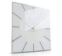 FLEXISTYLE Reloj de Pared Cuadrado Exact 30 cm de diámetro, sin Ruido de tictac Moderno, diseño de Cristal acrílico y Espejo acrílico, salón, Dormitorio (Blanco)