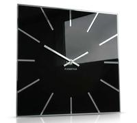 FLEXISTYLE Reloj de Pared Cuadrado Exact 30 cm de diámetro, sin Ruido de tictac Moderno, diseño de Cristal acrílico y Espejo acrílico, salón, Dormitorio (Negro)