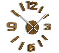 FLEXISTYLE Reloj de pared grande DIY Relojes de pared de madera de roble grandes de 50-75 cm para oficina, sala de estar, dormitorio, artículos decorativos sin ruido de tictac No hace tictac, moderno