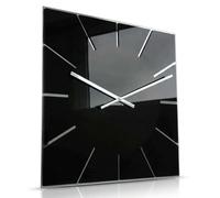 FLEXISTYLE Reloj de Pared Grande Negro Cuadrado Exact 50 cm, sin Ruido de tictac, Cristal acrílico y Espejo acrílico, Moderno salón, Dormitorio, baño