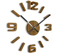 FLEXISTYLE Reloj de pared grande para manualidades, madera de roble, grande, 50-75 cm, para oficina, salón, dormitorio, artículo decorativo sin ruido de tictac, moderno, aspecto de madera, reloj de