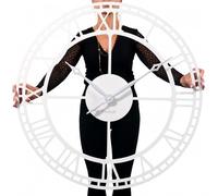 FLEXISTYLE Reloj de Pared Grande Vintage Retro XXL 80 cm diámetro Metal Industrial Negro Blanco Dorado (Blanco)