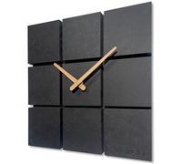 FLEXISTYLE Reloj de Pared Moderno Harmony Madera de Roble Cuadrado, Negro, sin Ruido de tictac, Cuarto de baño, salón, habitación Juvenil (Negro, 30 cm)
