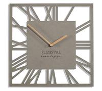 FLEXISTYLE Reloj de Pared sin Ruido de tictac Moderno Loft Piccolo Square 30 cm Salón Baño (Gris)