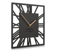FLEXISTYLE Reloj de Pared sin Ruido de tictac Moderno Loft Piccolo Square 30 cm Salón Baño (Negro)