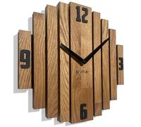 FLEXISTYLE Reloj de Pared Symmetry de Roble para Cuarto de baño, salón, Madera, Moderno, diámetro sin Ruido de tictac, Aspecto de Madera (Roble, 30 cm)