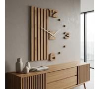 FLEXISTYLE Relojes de Pared 3D de Madera de Roble, tamaño Grande, 100 cm, Reloj de Pared 3D, diseño Moderno, EKO, Reloj de Pared, decoración de Pared, Relojes para Oficina, salón, Dormitorio