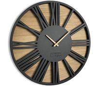 FLEXISTYLE Roman Loft - Reloj de Pared (sin Ruidos de tictac, 50 cm), Color Negro, para salón, Dormitorio