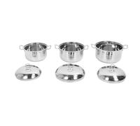 FLEXMAN Juego de Cacerolas de Acero Inoxidable de 3 Piezas con Tapas, Olla Multifuncional Antiadherente para Sopa, Olla para Guisar, Hervir y Freír Ingredientes